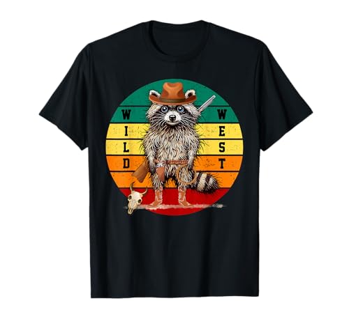 Raccoon Funny Retro Vintage Wild West Racoon Western Cowboy T-Shirt