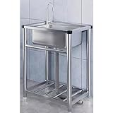 【STABLE ET PRATIQUE】 Le support d'évier autoportant se compose d'un tube en acier inoxydable de 38 mm d'épaisseur pour une capacité portante accrue et est conçu pour une utilisation intensive. Le montage est également très simple, une personne peut le terminer en 5 minutes.