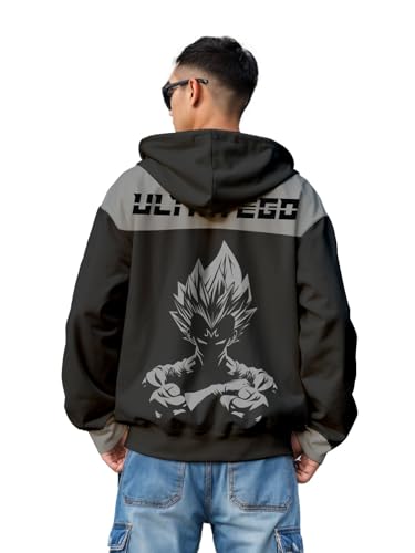 Image of crazymonk Men's Cotton Printed Full Sleeve Oversized Ultra Ego Hoodie - Steel Grey
