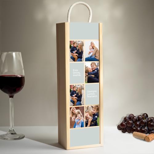 Transparent Gift Caja de Vino Personalizada con Seis Fotos. Regal...