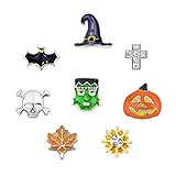 Q&Locket 8pcs Halloween Skull Pumpkin Dia De Los Floating Charms Set Fit Living Memory Locket Necklace