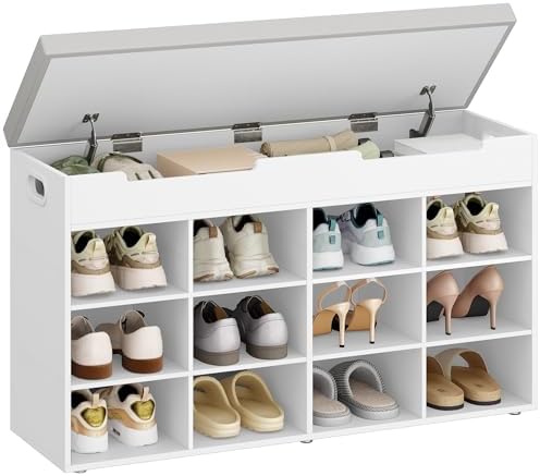 Hzuaneri Shoe Bench with Seat, Bench with Storage Space, 12 Compa...
