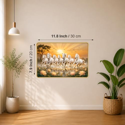 Image of 7 Running Horses Vastu Photo Frame, 8x12 Inch