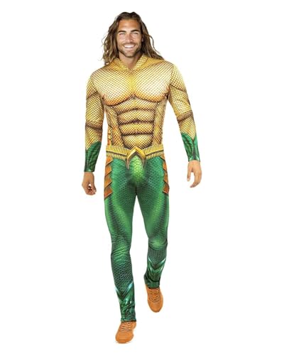 Funidelia | Déguisement Aquaman pour homme Super héros, DC Comics, Ligue de justice d'Amérique - Déguisement pour Adultes et accessoires pour Halloween, carnaval et fêtes. - Taille S - Doré