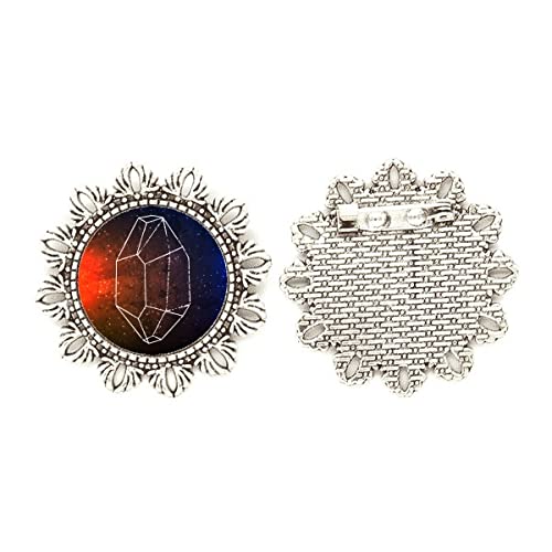 Broche de gancho de flor plata marrón Crystal Universe Sky Fantasy Star joya de pecho mediana