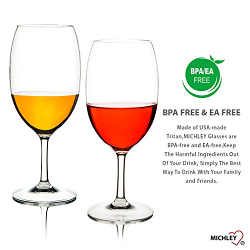 Michley Unbreakable Wine Glasses, 100% Tritan Plastic Shatterproof Large Wine Glasses 20 Oz, Set Of 6 #TOP6