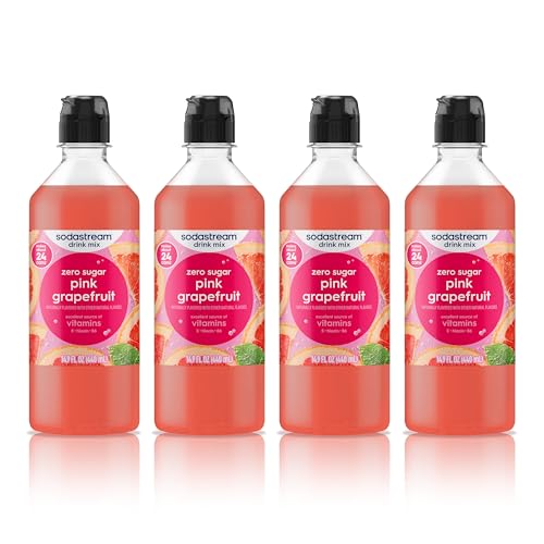 Sodastream Pink Grapefruit Zero Calorie, New Pour Bottle 14.9 Fl Oz (Pack of 4)