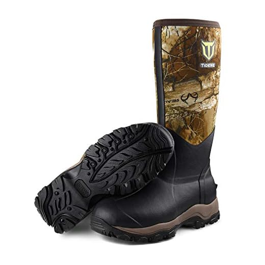 TIDEWE Hunting Boot for Men, 400g Insulated Waterproof Durable 16" Men's Hunting Boot, 6mm Neoprene and Rubber Outdoor Boot Realtree Edge Camo US Size 5