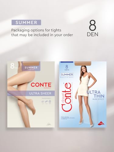 Image of Conte Summer Women's Ultra Sheer Thin Pantyhose 8 Denier - Black, Large