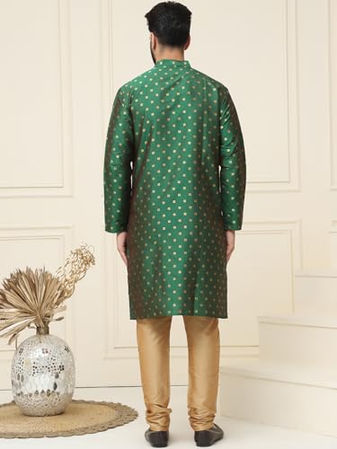 Image of SOJANYA (Since 1958 Men's Silk Blend Booti Kurta with Gold Churidaar Pyjama