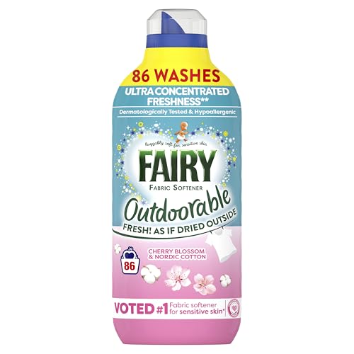 Fairy Outdoorable Fabric Softener Cherry Blossom & Nordic Cotton Ultra Concentrated Freshness for Sensitive Skin 86 Washes 1.204L