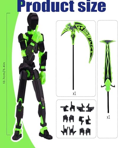 Image of Dummy 13, T13 Action Figure, Action Figure Action Figure Toys, Black and Green Desktop Decoration, T13 Toys, for Collectors, Home and Room Decor, Dummy 13 Action Figure Set