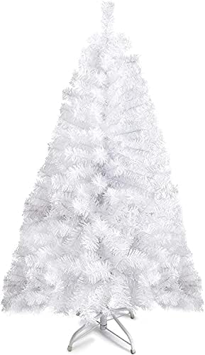 Prextex 4 Feet White Christmas Tree - 320 Tips, Premium Hinged Artificial Canadian Fir Full Bodied Christmas Tree White, Lightweight and Easy to Assemble with Christmas Tree Metal Stand