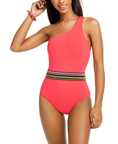 Bar Iii Womens Cabo Wabo Asymmetrical Banded One-Piece Swimsuit,Blaze,Small #TOP20