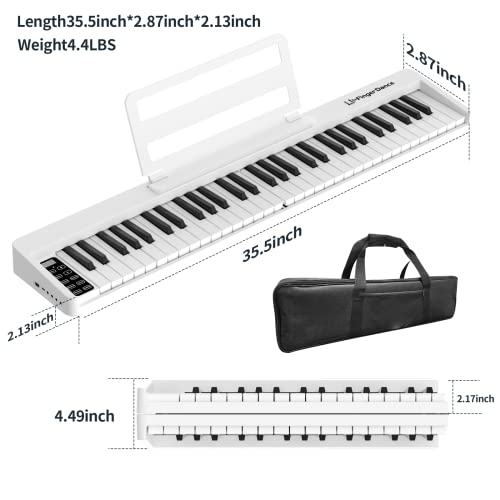 Finger Dance 61 Key Folding Piano Keyboard, Upgrand Imitation Wood Texture Keyboard Portable Piano, Bluetooth & Midi, Foldable Keyboard Piano For Beginner - Pearl White #TOP2