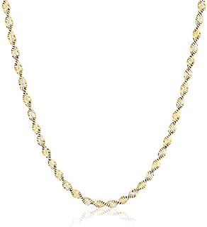 Amazon Collection Sterling Silver 18k Gold Two Tone 2.3mm Twisted Butterfly Chain Necklace