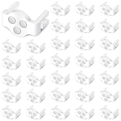 100 Pieces C9 Magnetic Christmas Light Clips Magnet Christmas Socket Clips Hooks for Sockets Roof Gutters Outside Patio Holiday Lighting (White)