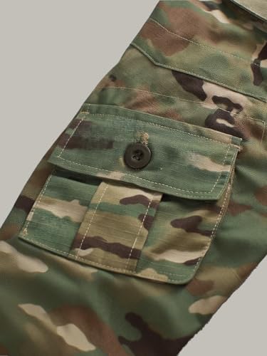 Men's Camo Cargo Work Pants Ripstop Lightweight Wild Army Military BDU Outdoor Trousers with 8 Pocktets (No Belt)4