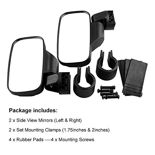 MKING UTV All Terrain Off-road Vehicle Motorcycle Refitted Rear-view Mirror, Wide Field of View Mirror, Applicable to Any UTV with 1.75\"or 2\" Round Pipe Roll Cage - Thumbnail 6