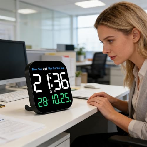 Horloge murale numérique LED avec télécommande pour un salon moderne - 4