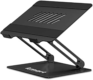 Laptop stand, Anti-Slip Pads Height-Adjustable Computer Laptop Stand Tablet Stand with Heat-Vent,Ergonomic Aluminum Laptop Holder Compatible with MacBook Air Pro, HP Dell Lenovo upto 16" (Black)