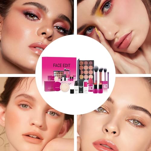 Kit de maquillage des yeux et du visage, ensemble de maquillage de visage | Makeup Kit Brushes Palette de fard à paupières Palette,Maquillage set blush bâton, kit complet cosmétique longue durée pour – Image 5