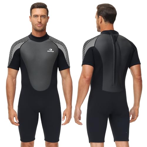 Owntop Men's 3mm Neoprene Shorty Wetsuit, Grey, M