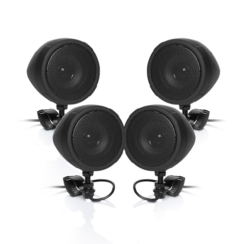 Image of BOSS Audio Systems MCBK475BA 3 Inch Motorcycle Speakers - Built-in Amplifier, Bluetooth (stream right from your phone), Weatherproof, Volume Control, ATV UTV Compatible