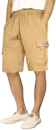 JMIERR Mens Cargo Sweat Shorts - Casual Drawstring Elastic Waist Cotton Athletic Workout Gym Jogger Shorts with 5 Pockets