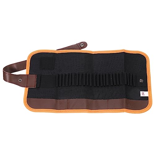 Image of PATIKIL Handmade 24 Slots Roll Up Pencil Case, Oxford Cloth Pencil Wrap Pouch Pen Holder Organizer for Artist Drawing Coloring Sketching, Orange /Black