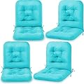 Chunful Tufted Back Chair Cushion Indoor Outdoor Back Chair Cushions Weather Resistant Swivel Rocker Patio Chair Cushions for Outdoor Furniture Chairs(Lake Blue, 4 Pack)