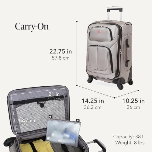 Image of SwissGear Sion Softside Expandable Roller Luggage, Pewter, 3-Piece Set (21 /25 /29)