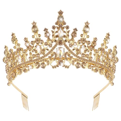 CURASA Gold Tiaras for Women Champagne Gold Princess Crown Birthday Tiara Queen Crowns Wedding Tiara for Bride Tiaras and Crowns for Women Halloween Bridal Pageant