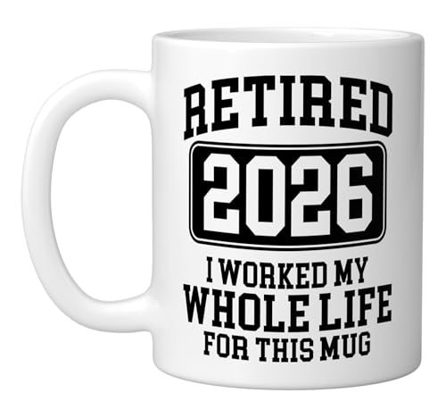 Vaso de cerámica humor jubilación 11 oz blanco miniatura 1