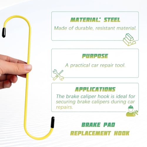 Ywdiml Car Brake Caliper Hanger Hooks, 2PCS Durable Vehicle Brake Caliper Tool with Rubber Tips, Automotive Braking Bearing Axle Suspension Work Accessories, Universal for Sedan RV Truck (Yellow)