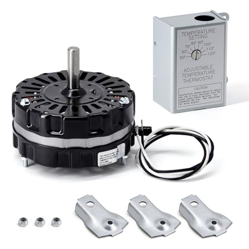 Criditpid F0510B2944 Power Vent Attic Fan Motor & 58033 Adjustable Thermostat Switch Kit.
