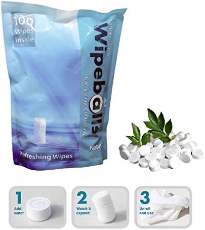 Wipeballs (100% Natural Magic Wipes/Napkins) - Pack of 5 (500 Wipes)