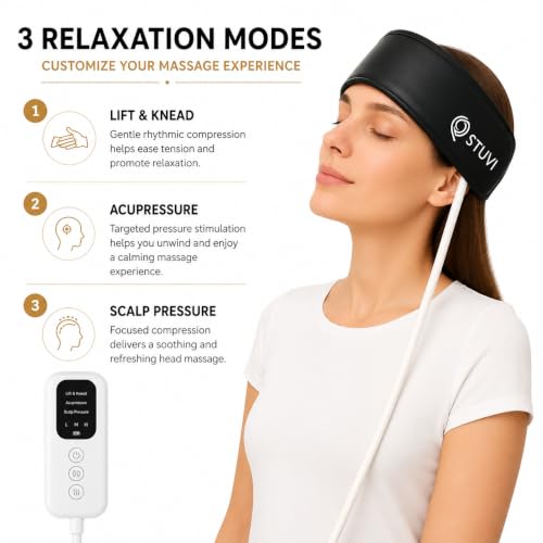Image of Air pressure head massager - Best for Pain relief, Migraine and Insomnia (Black) Best Gift for Relaxation
