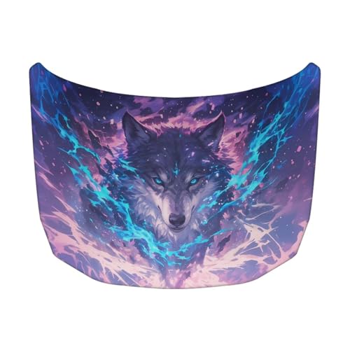 Image of Cool Wolf Print Hood Cover Protector for Cars SUV Trucks Minivan, 59x39 Inch Stretchable Car Hood Wraps, Waterproof Sun-Proof Auto Exterior Accessories