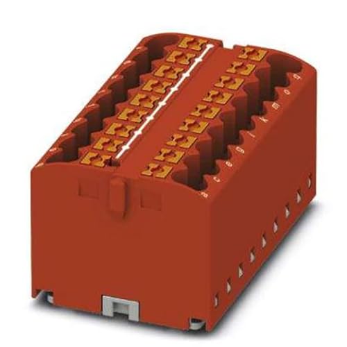 Image of Phoenix Contact Contact PTFIX 18X2.5 RD Distribution Block, Base Terminal, 450 V, 24 A, Number of Connections 18, Cross Section 0.14 mm²-4 mm², AWG 26-12, Width 46.9 mm, Height 21.7 mm, Red, Pack of 8