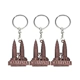 Milisten Llaveros Decorativos Gemelas en Set de 3 Piezas Diseño Vintage de la Ciudad de Malasia Llavero Creativo Resistente para Familia y Colegas Accesorio Adecuado para Mochilas y