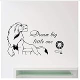 Material: PVC Dream Big Little One Cita Etiqueta de La Pared Rey León Tatuajes de pared Simba Bebé Mural de Pared de Vinilo Kids Room Nursery Wall Poster 70x42 cm
