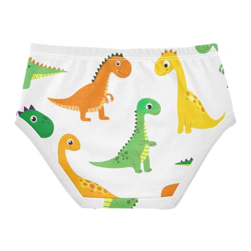 Toddler Briefs, Cute Cartoon Dinosaurs White Girls Underwear Cotton, 2T–8 Years2
