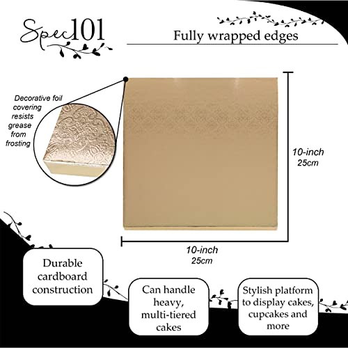Spec101 Cake Board 10 Inch Square 12Pk Gold Cake Drum Floral Cake Stands For Dessert Table Centerpiece Bulk Cake Drums #TOP3