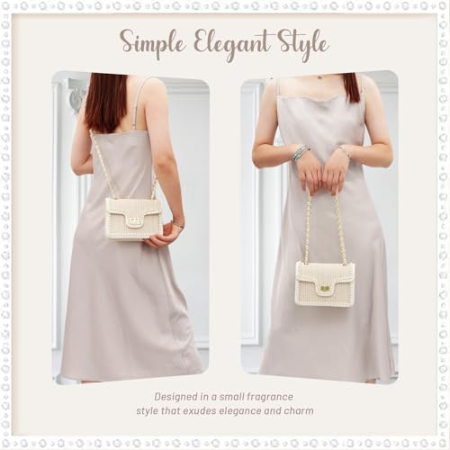 Fecialy Straw Crossbody Bags for Women Summer Straw Beach with Pearls Raffia Shoulder Handbags2