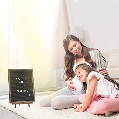 Felt Letter Board With Rustic Vintage Frame And Stand 12X16 Inch, Dark Grey Changeable Letter And Message Board Includes 792 Letters, Numbers And Symbols, Hook To Hang, 2 Canvas Bags #TOP5