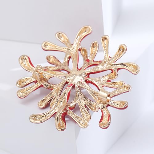 Image of Rhinestone Flower Brooch 18K Gold Plated Flower Floral Brooch Elegant Pearl Lapel Pin Costume Jewelry Thanksgiving Day Birthday Wedding Gifts for Mom Wife