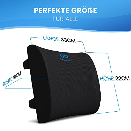 Everlasting Comfort Rückenkissen – Lendenwirbelkissen für Auto, Büro & Zuhause – Lordosenstütze für Stuhl & Bürostuhl – Atmungsaktives Lendenkissen mit Verstellbaren Gurten