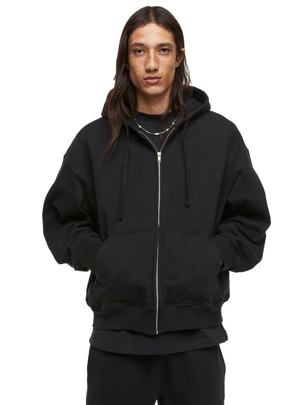 Image of Besick Premium Cotton Solid Relaxed Fit Zipper Hoodie for Men