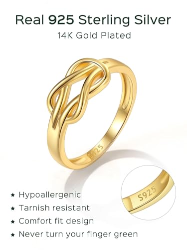 ChicSilver Gold Promise Ring 925 Sterling Silver Gold Plated Rings Love Knot Ring for Womens Promise Ring4